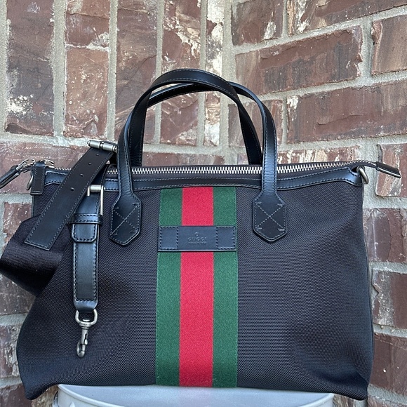 SOLD Gucci Web Duffle Bag Techno Canvas Medium - Picture 1 of 9